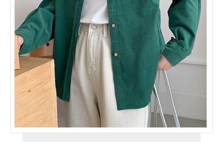 Long-Sleeve Pocketed Plain Shirt Product Image