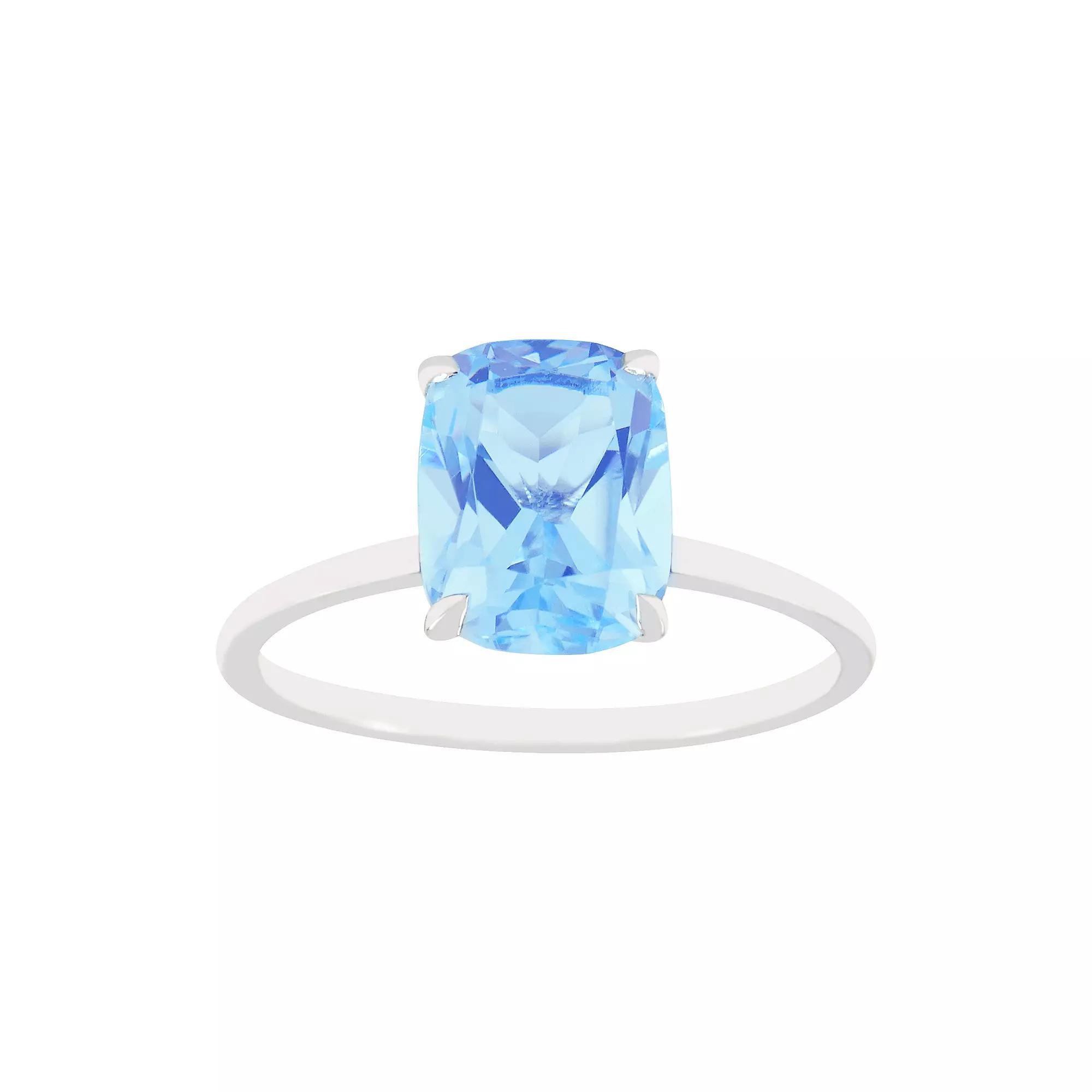 SIRI USA by TJM Sterling Silver Simulated Blue Quartz Rectangular Statement Ring, Women's, Size: 7 Product Image