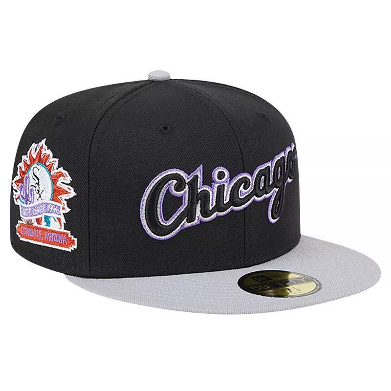 Men's New Era Black Chicago White Sox  Retro Spring Training 59FIFTY Fitted Hat, Size: 7 Product Image