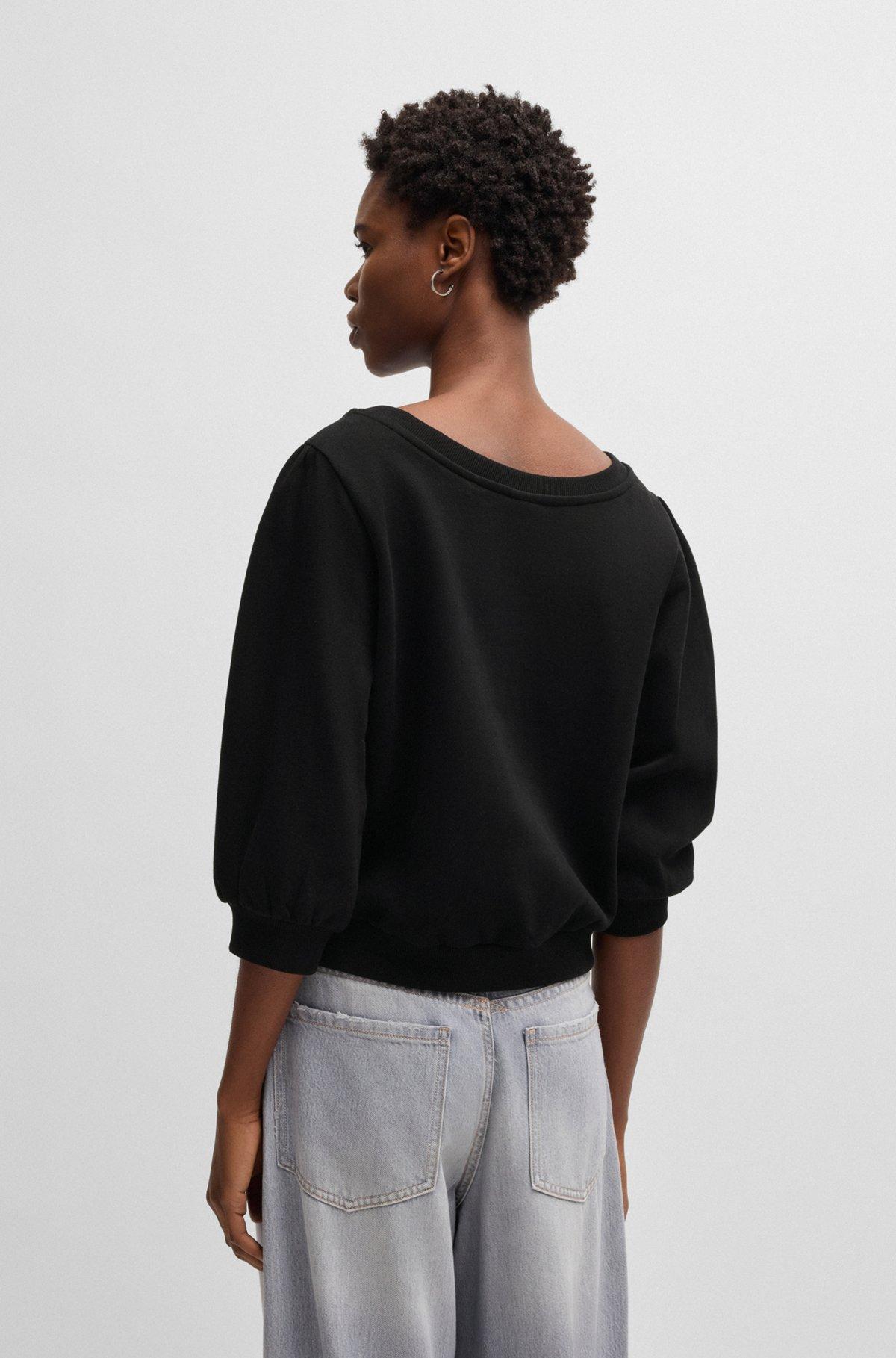 BOSS - Cotton-terry sweatshirt with logo detail - Black Product Image