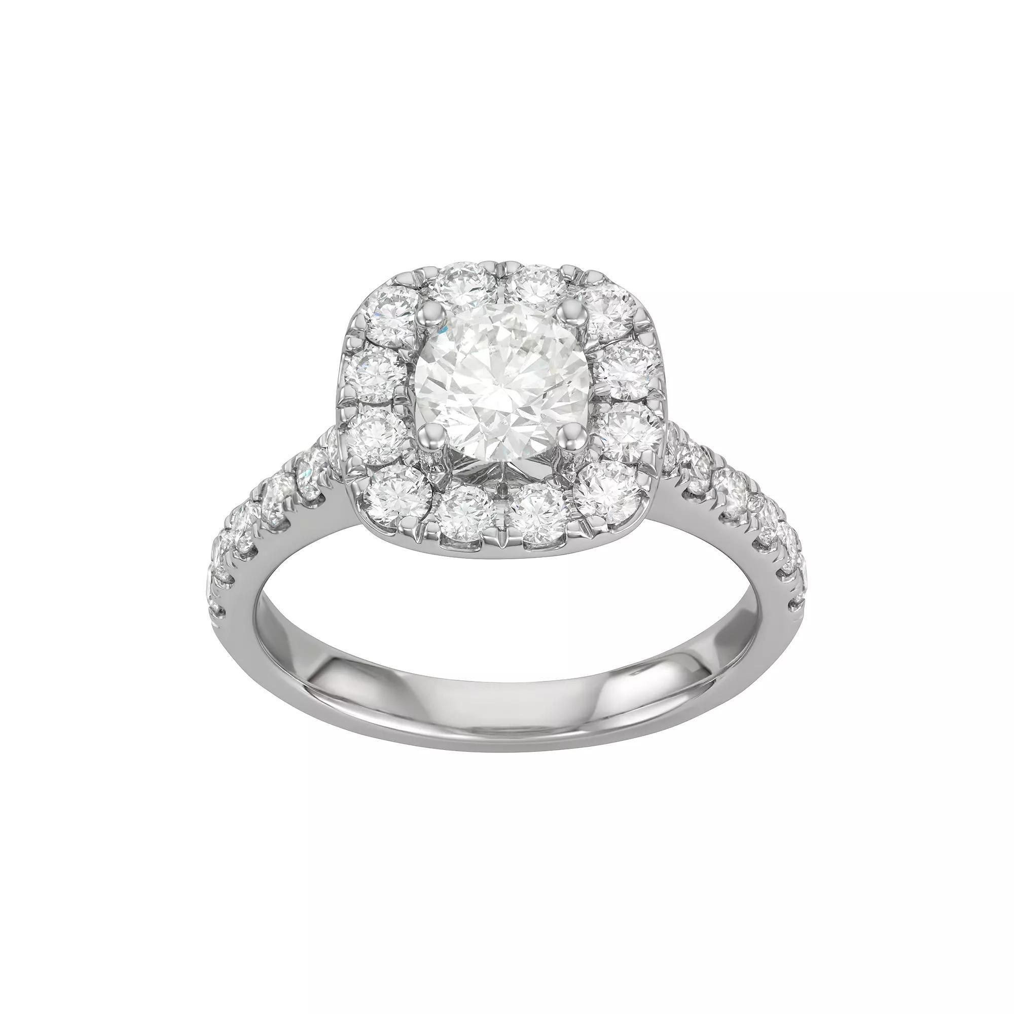 Evolv 14k White Gold 2 Carat T.W. IGI Certified Lab-Grown Diamond Halo Ring, Women's, Size: 9 Product Image