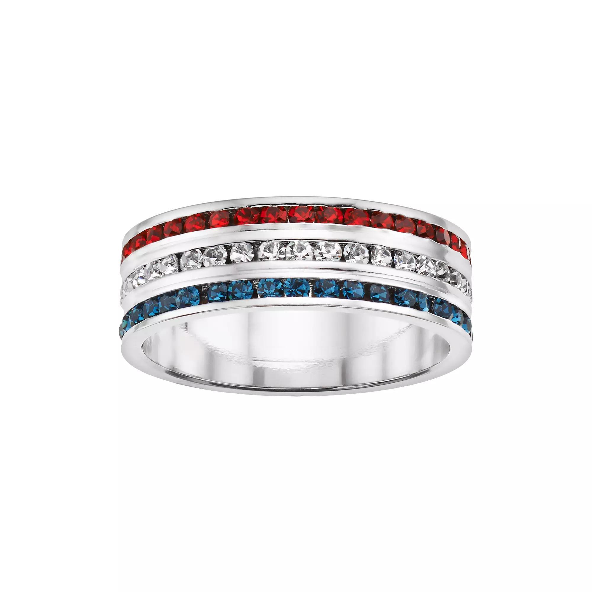 Traditions Jewelry Company Sterling Silver Crystal Eternity Ring, Womens Red White Blue Product Image