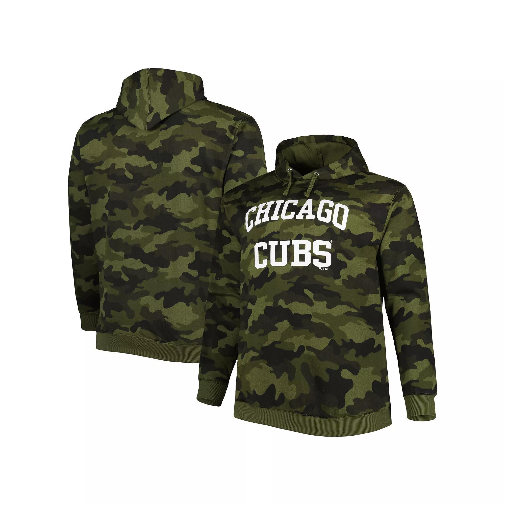 Men's Camo Chicago Cubs Allover Print Pullover Hoodie, Size: 3XB, Green Product Image
