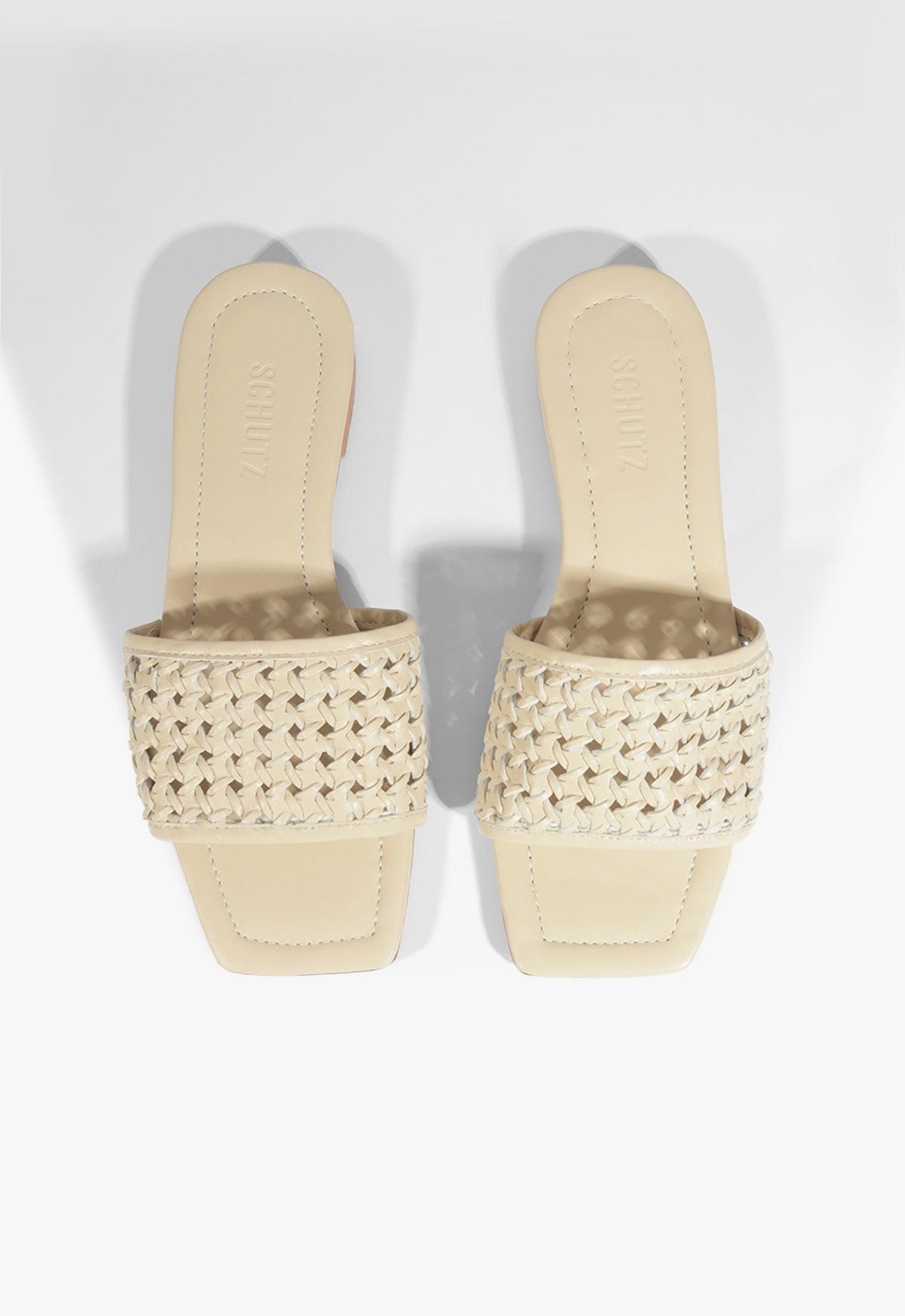 Juliet White Leather Flat Sandal Product Image