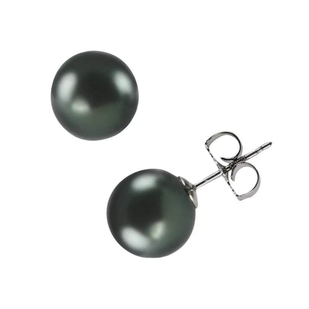 18k White Gold Tahitian Cultured Pearl Stud Earrings, Womens, Black Product Image