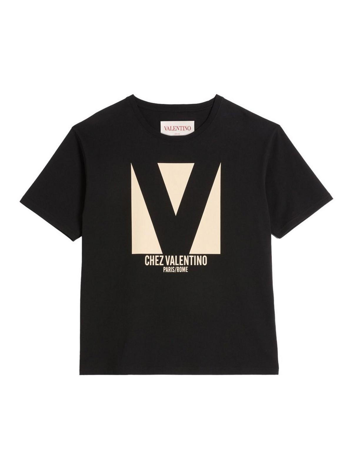 VALENTINO Crew Neck Short Sleeves T-shirts In Black Product Image