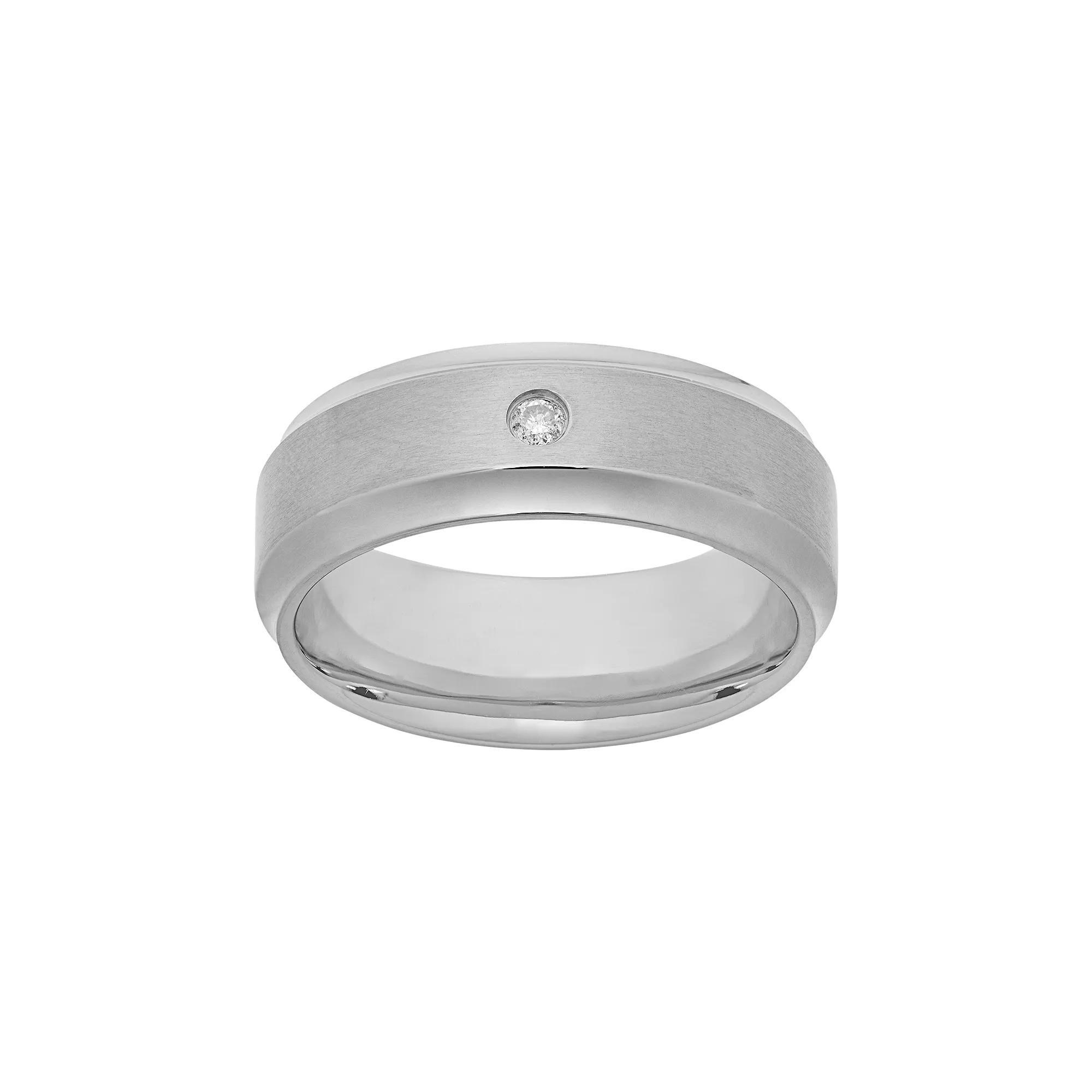 Diamond Accent Titanium Wedding Band - Men, Mens White Product Image