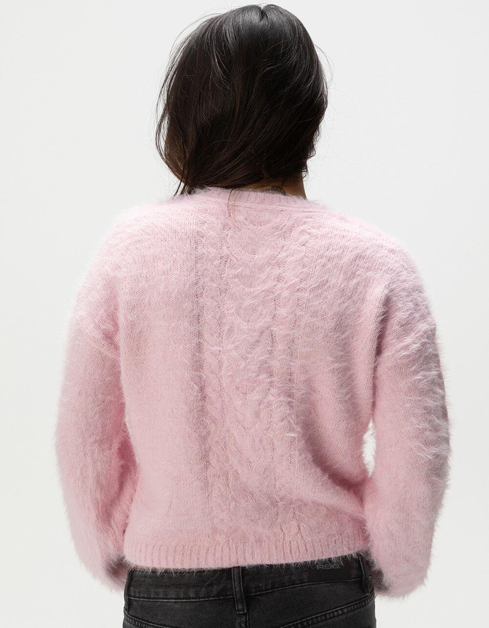 RSQ Womens Cable Fuzzy Cardigan - PINK Product Image