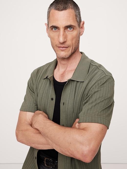 Ribbed Modal-Cotton Resort Shirt Product Image