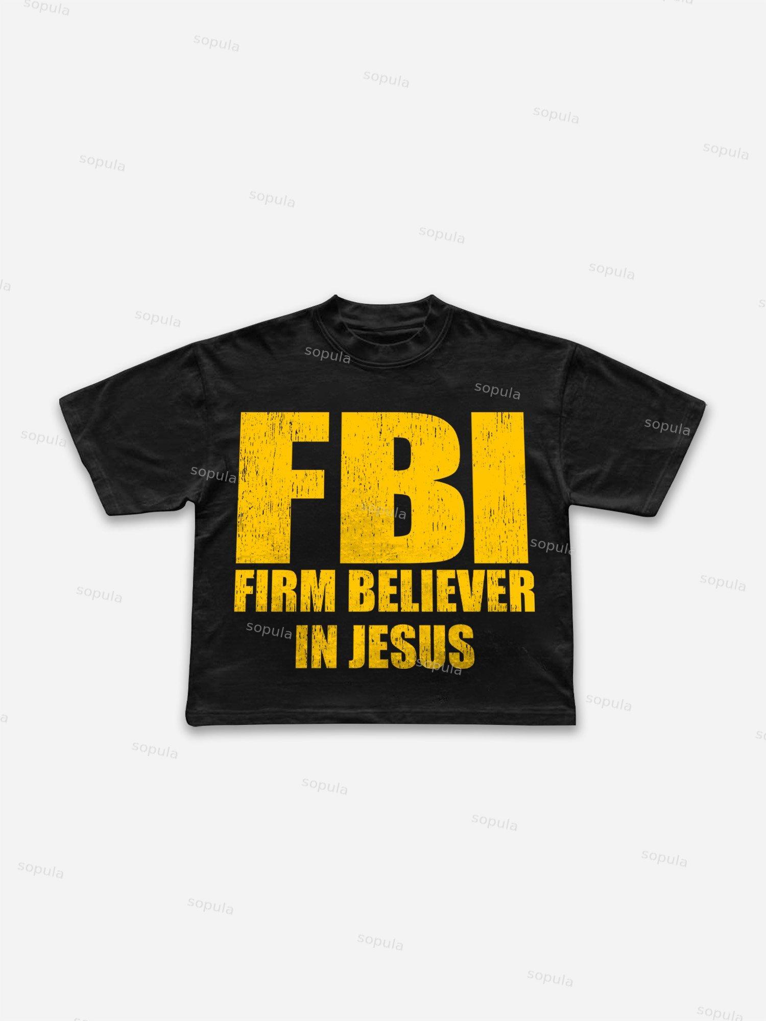 Firm Believer In Jesus Vintage Peplum Graphic Cropped T-shirt Product Image