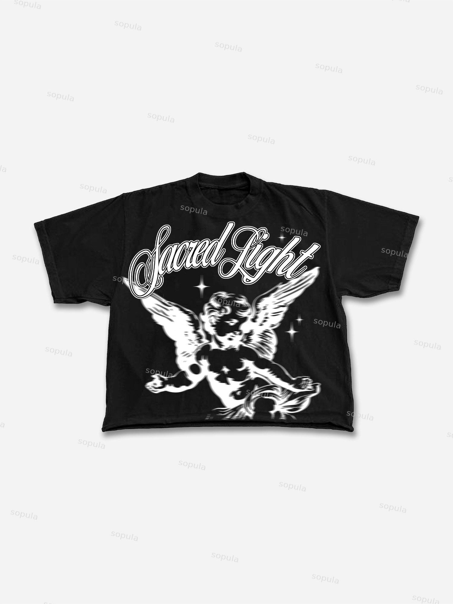 Sacred Light Angel Graphic Cropped T-shirt Product Image