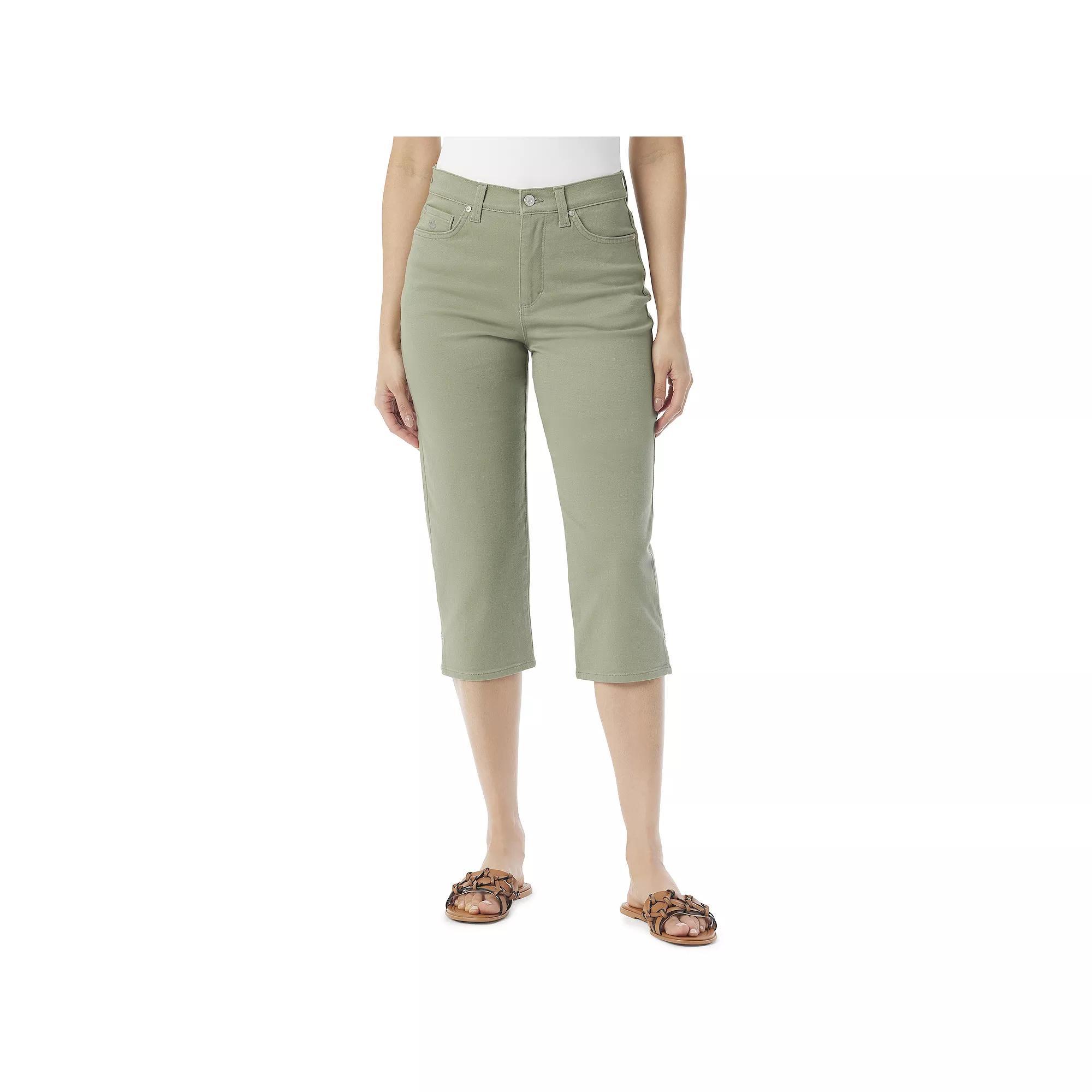 Womens Gloria Vanderbilt Straight-Leg Cut Amanda Capri Pants Garden Green Product Image