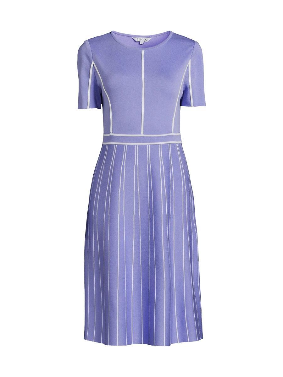 Womens Contrast Striped Knit Modern-Fit A-Line Dress Product Image
