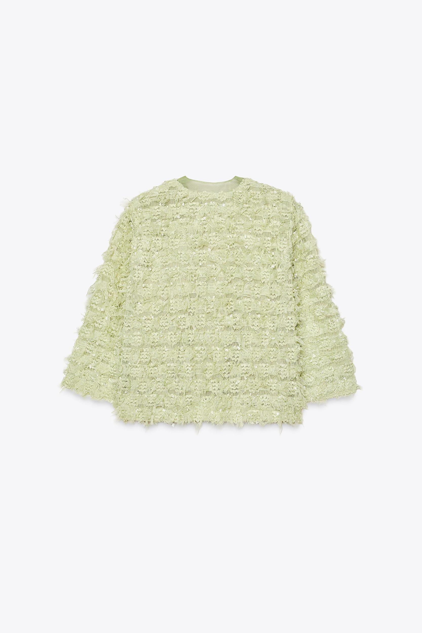 FRINGED ORGANZA TIE CARDIGAN Product Image