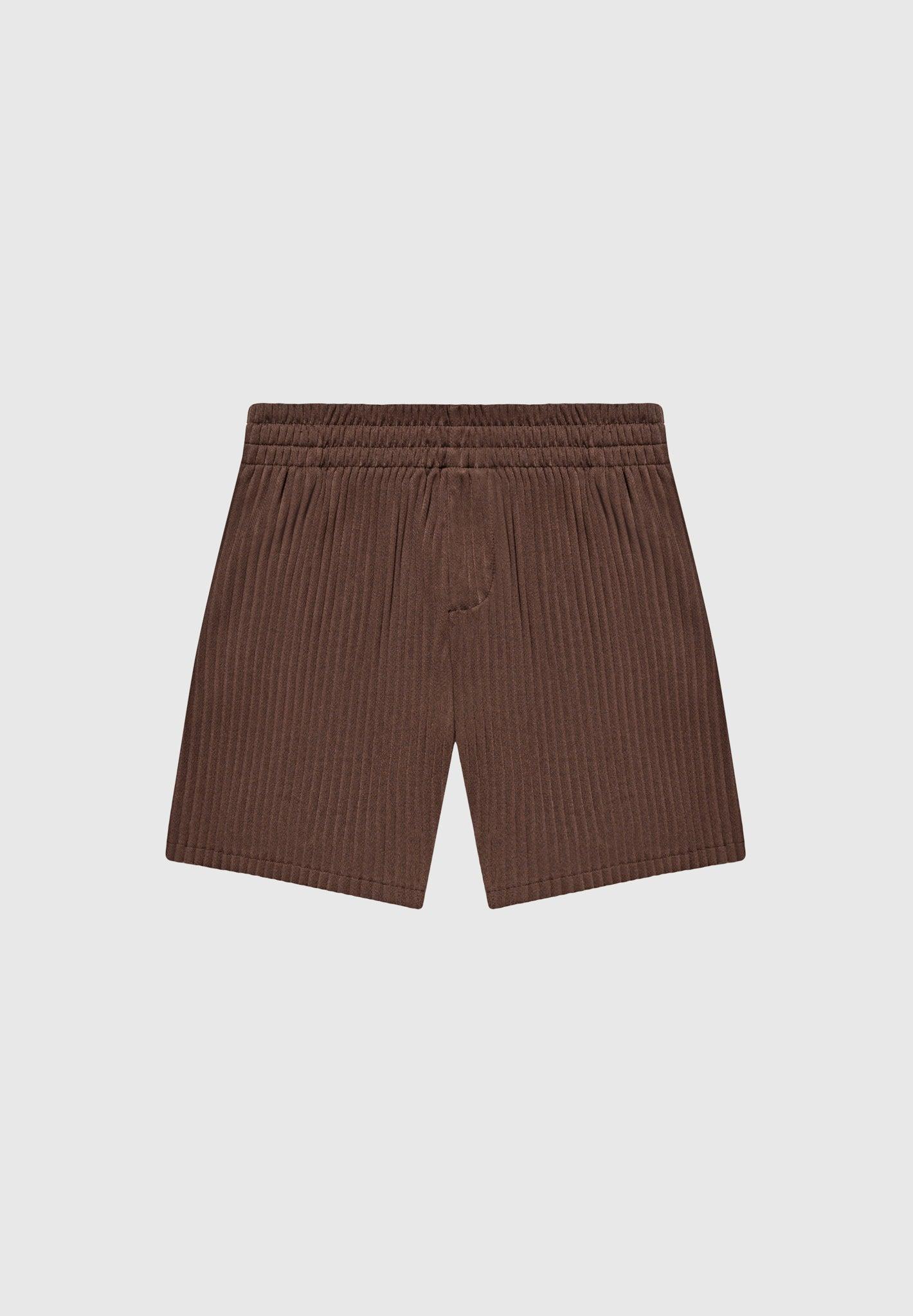 Pleated Shorts - Brown Male Product Image