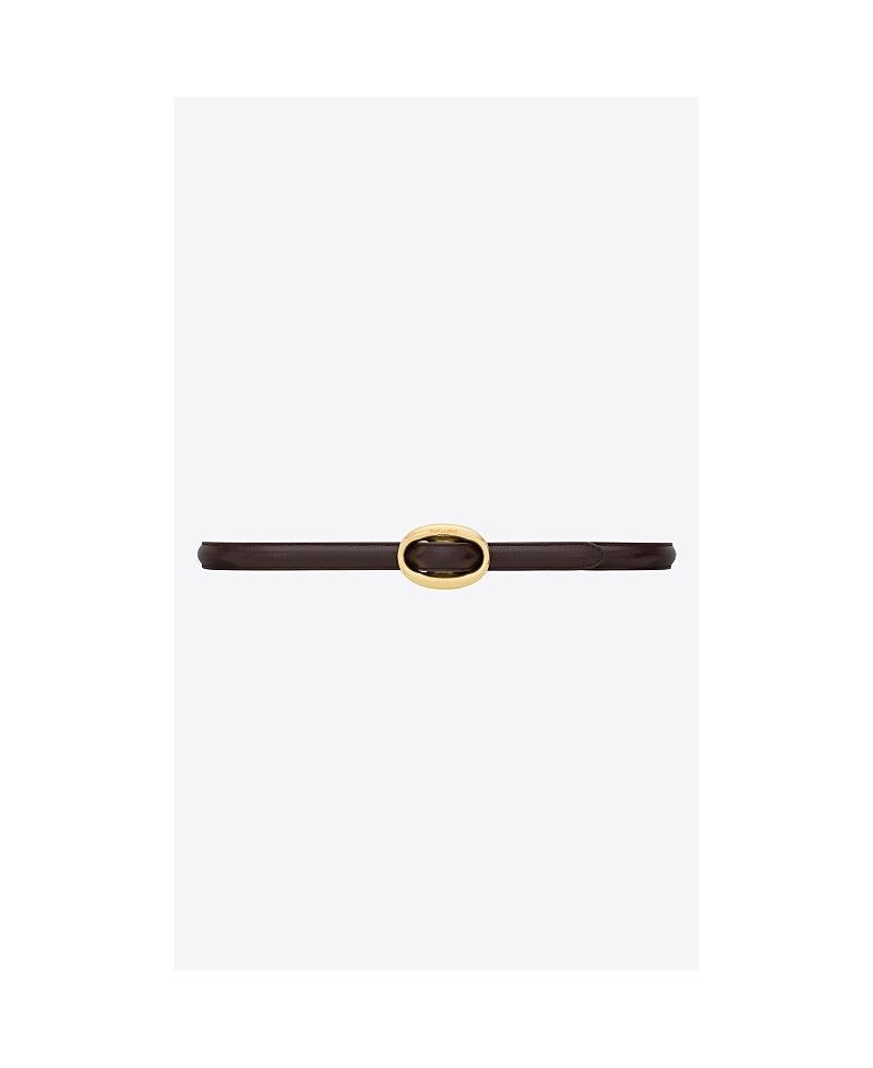 Womens Oval Buckle Thin Belt in Smooth Leather Product Image