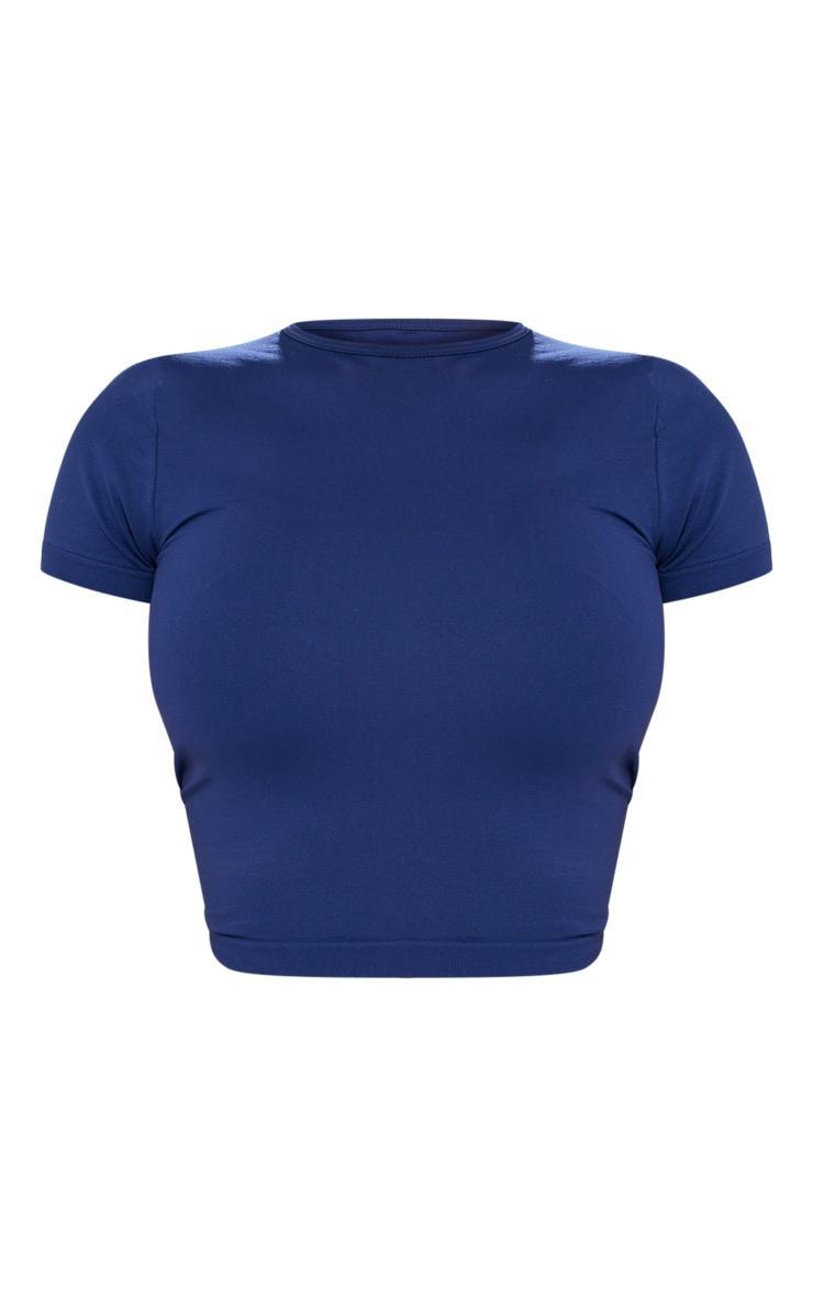 Shape Navy Stretch Seamless Short Sleeve Longline Top Product Image