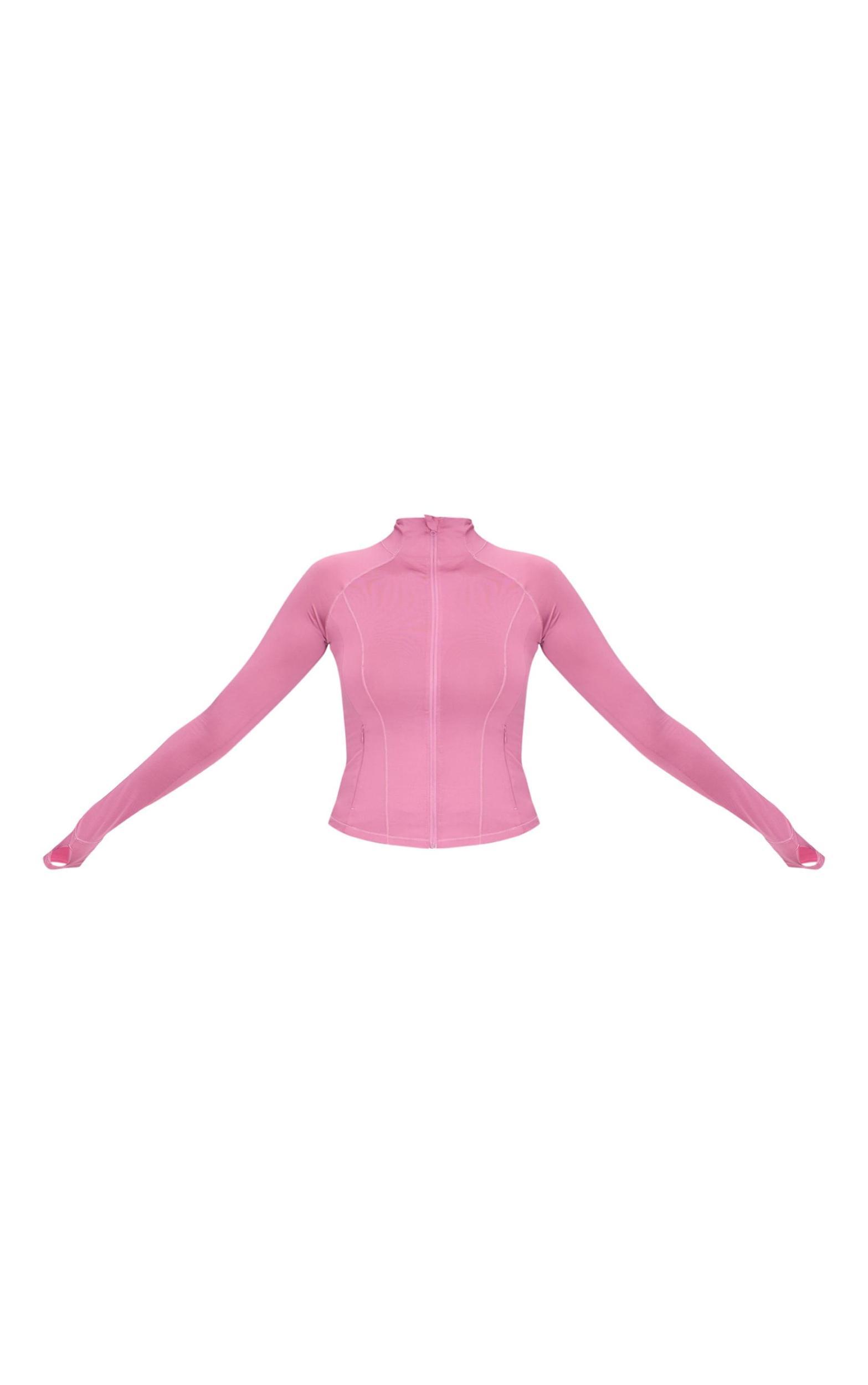 Ballet Pink Stretch Active Zip Up Pocket Detail Sports Jacket Product Image
