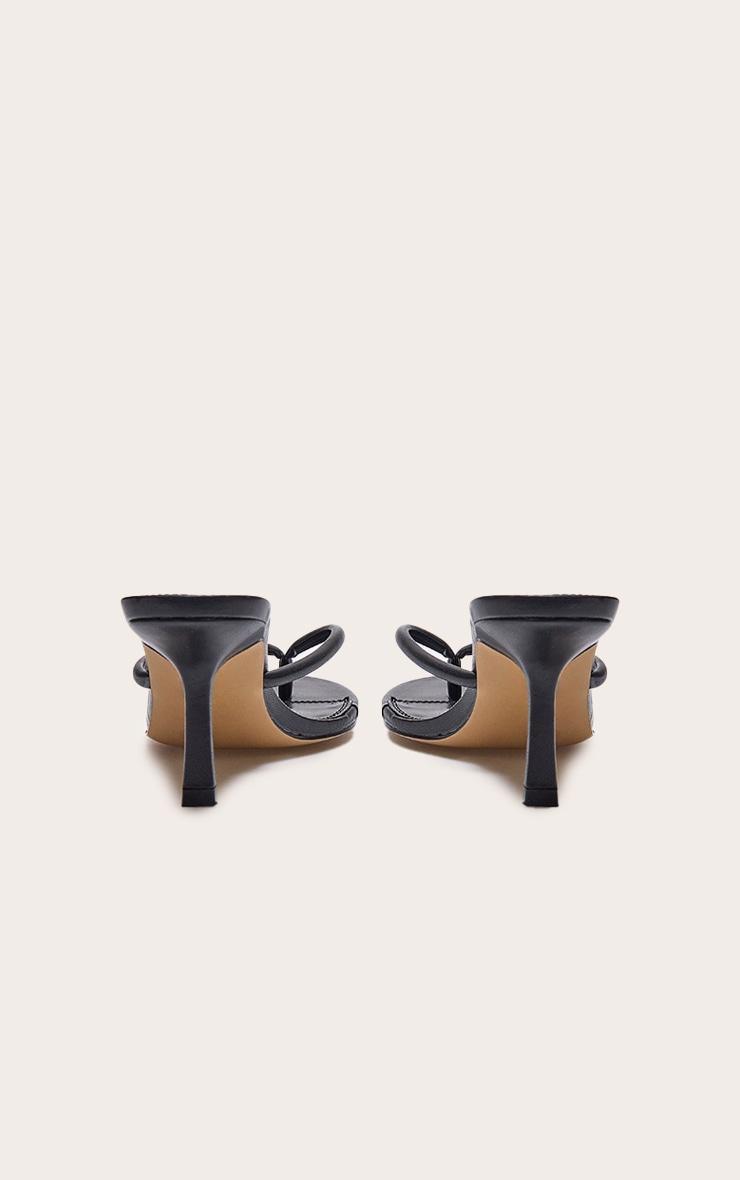 Black Pu Toe Thong Heeled Mules Product Image