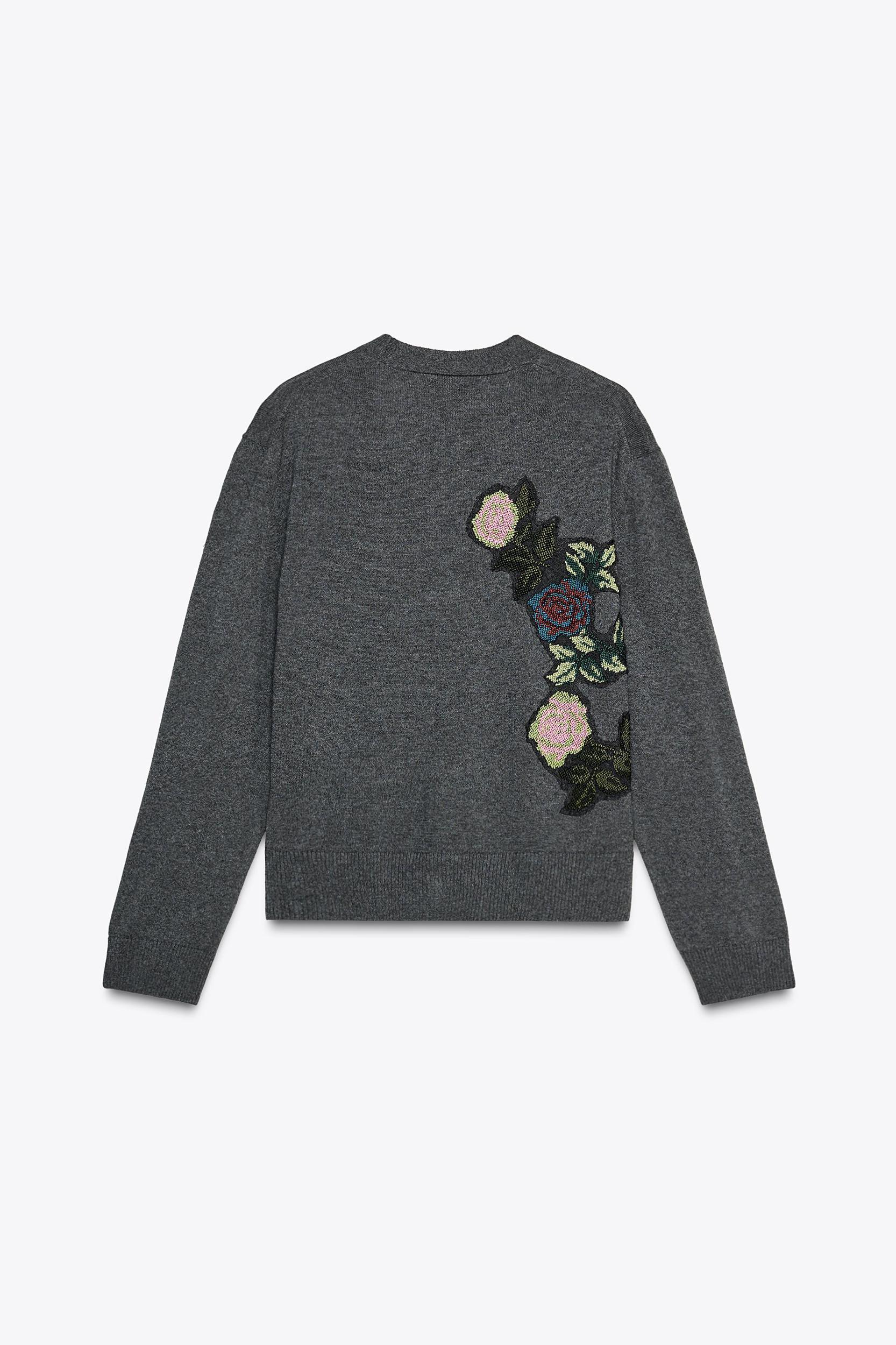 FLORAL EMBROIDERY KNIT CARDIGAN Product Image