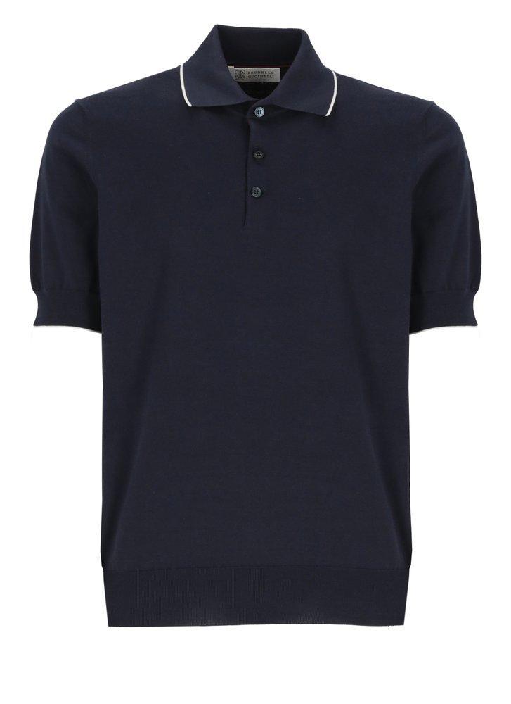 BRUNELLO CUCINELLI Short Sleeved Polo Shirt In Navy Product Image