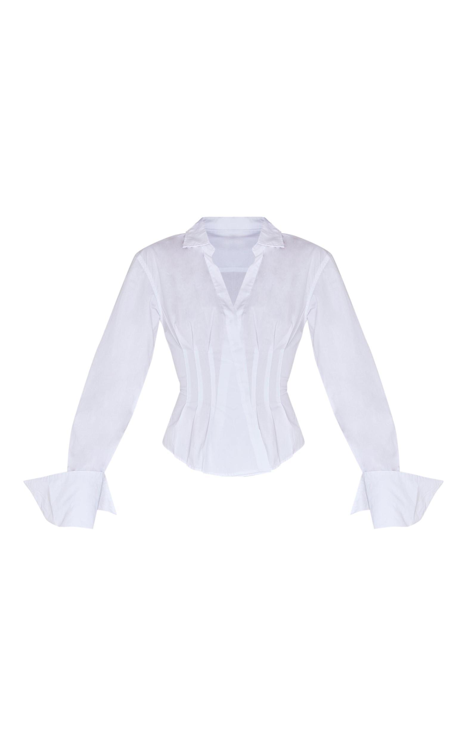 White Asymmetric Cinched Shirt Product Image