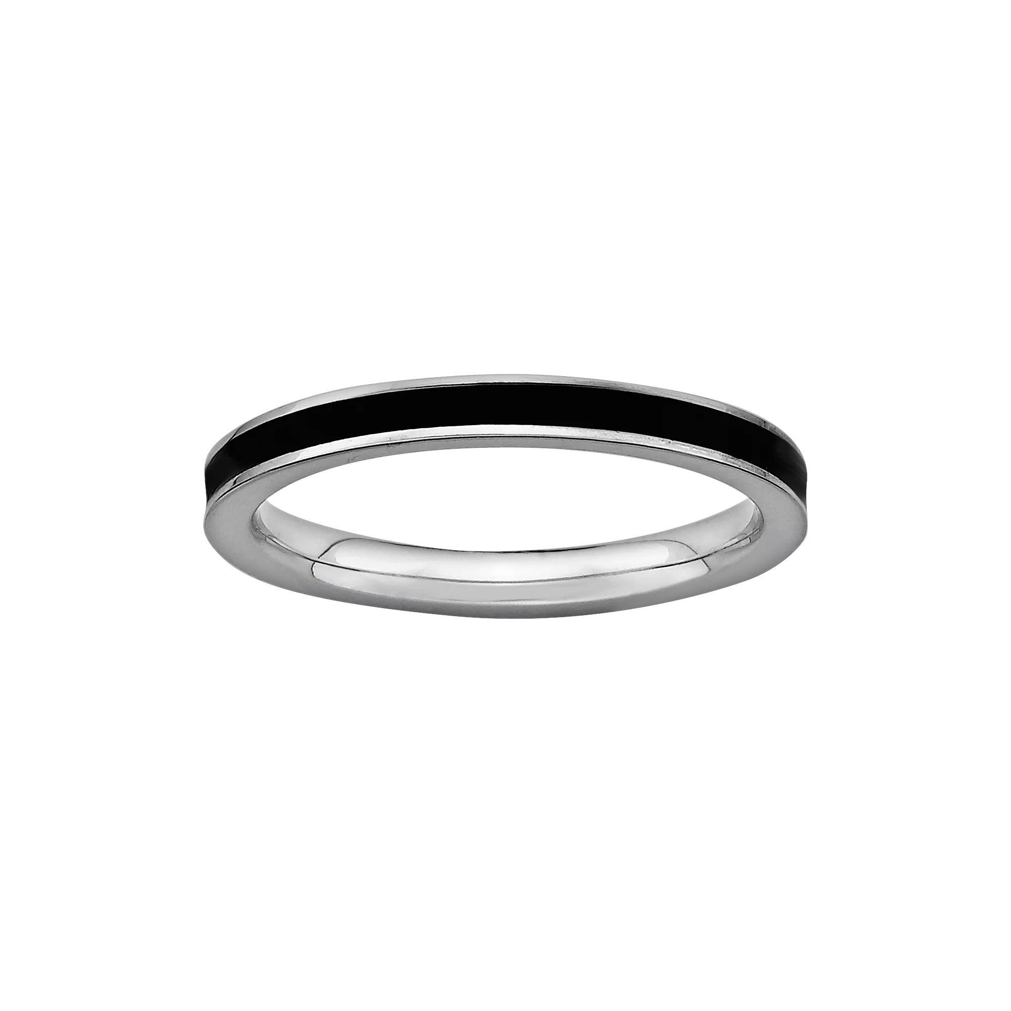 Stacks & Stones Sterling Silver Black Enamel Stack Ring, Women's, Size: 8 Product Image