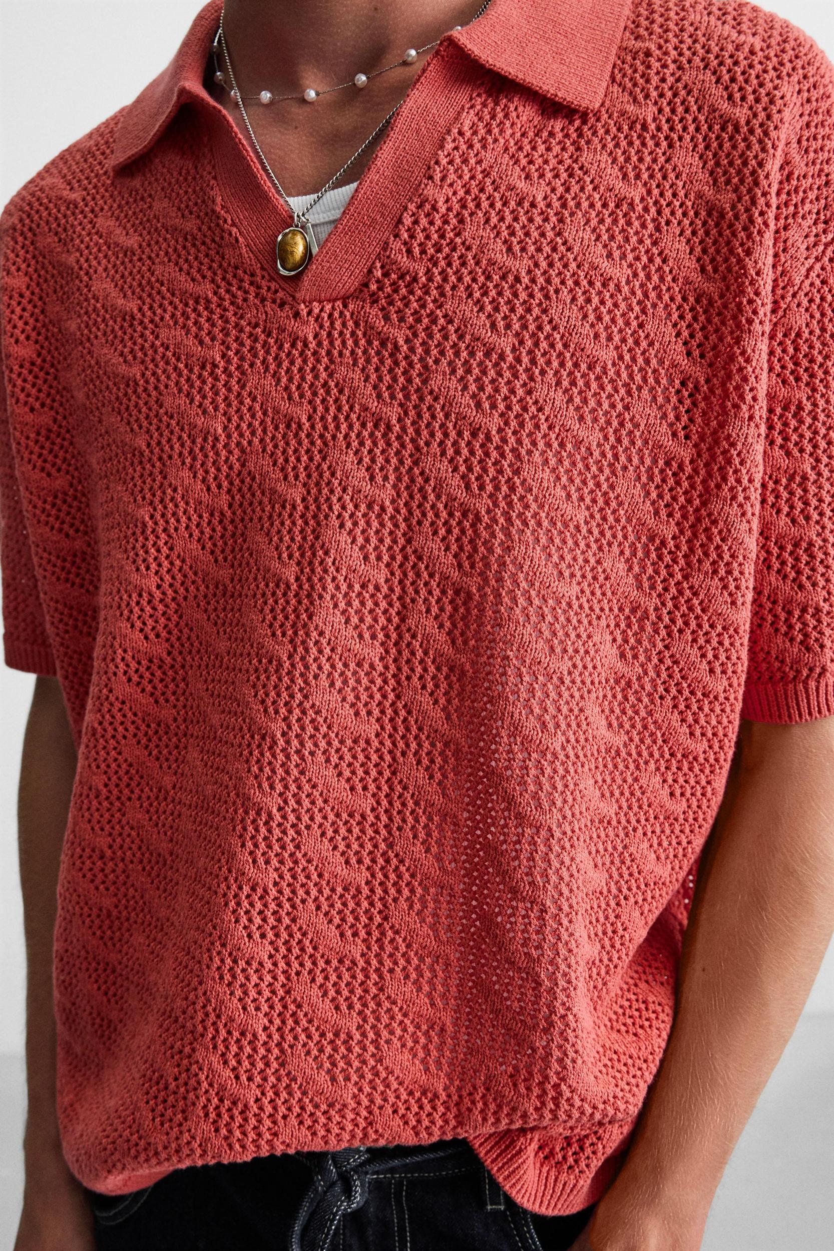 OPEN STITCH KNIT POLO SHIRT Product Image