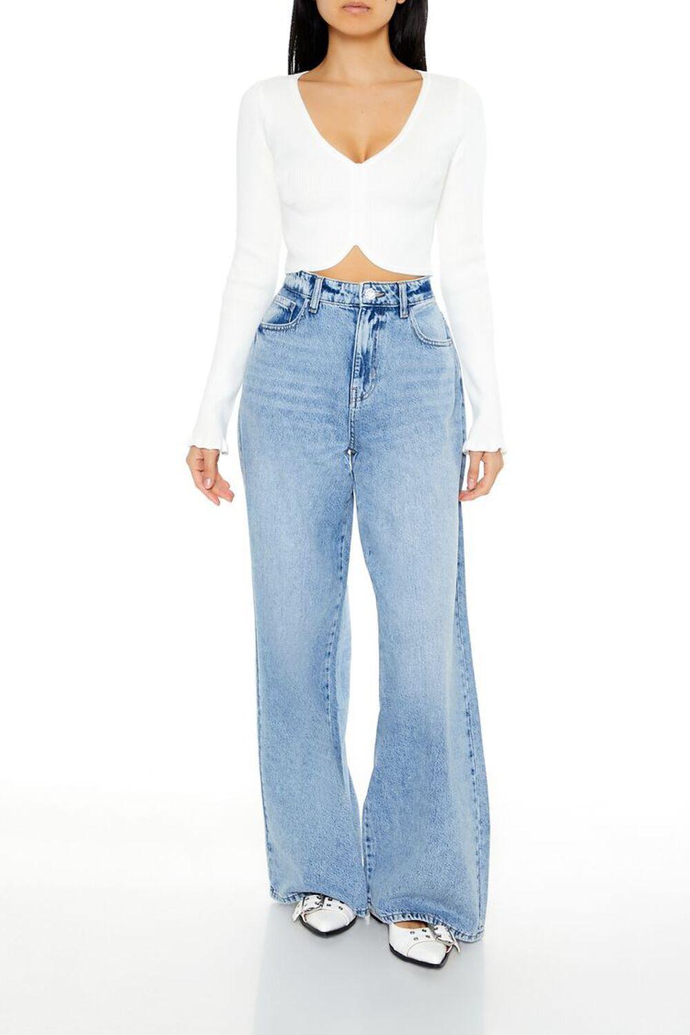 Cropped Tulip-Hem Sweater-Knit Top | Forever 21 Product Image