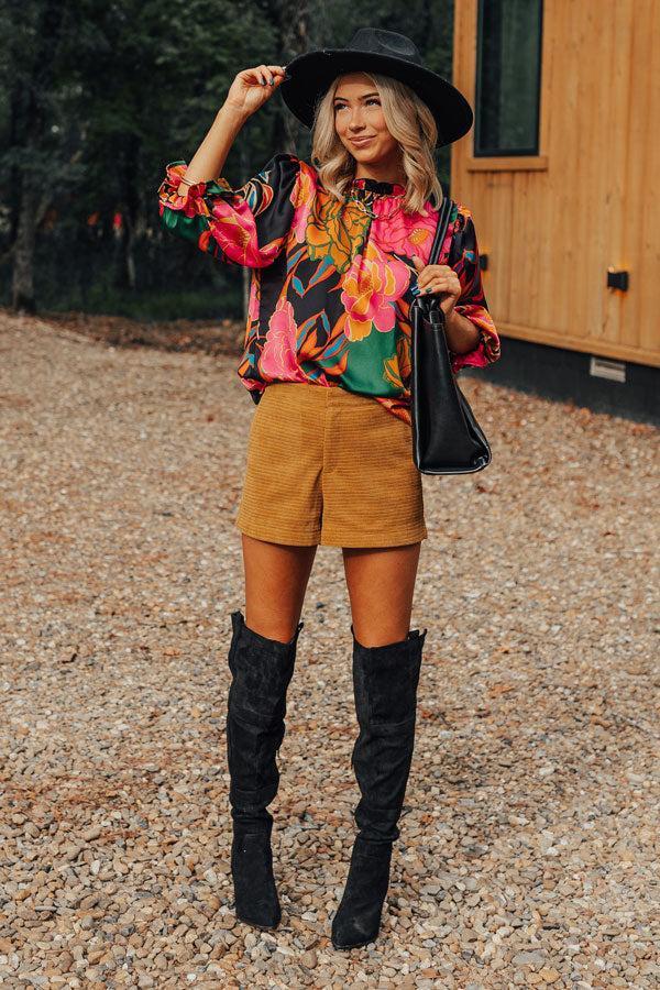 Halftime Happy Hour High Waist Shorts in Mustard Product Image