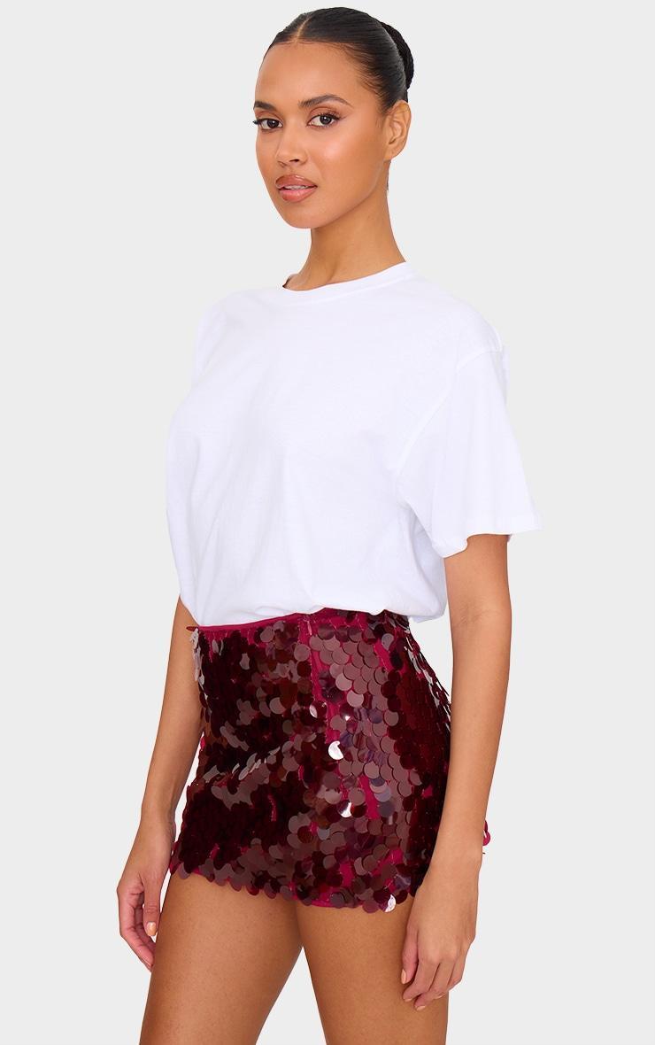 Burgundy Disc Sequin Mini Skirt Product Image