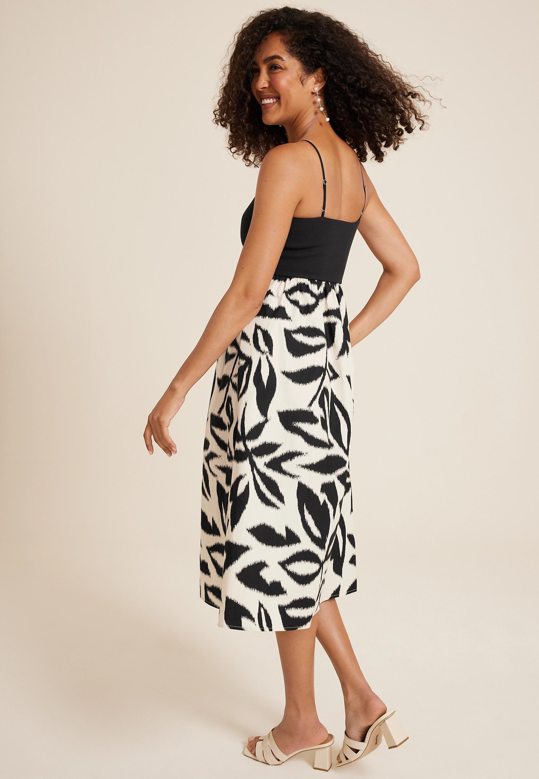 Maurices Womens Drop Waist Mix Media Midi Dress Size X Small Product Image