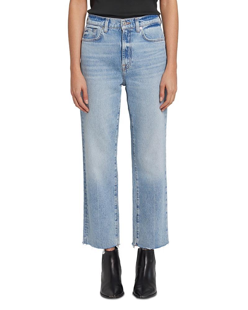 7 For All Mankind Logan High Rise Ankle Straight Stovepipe Fringe Hem Jeans in Ode To Product Image
