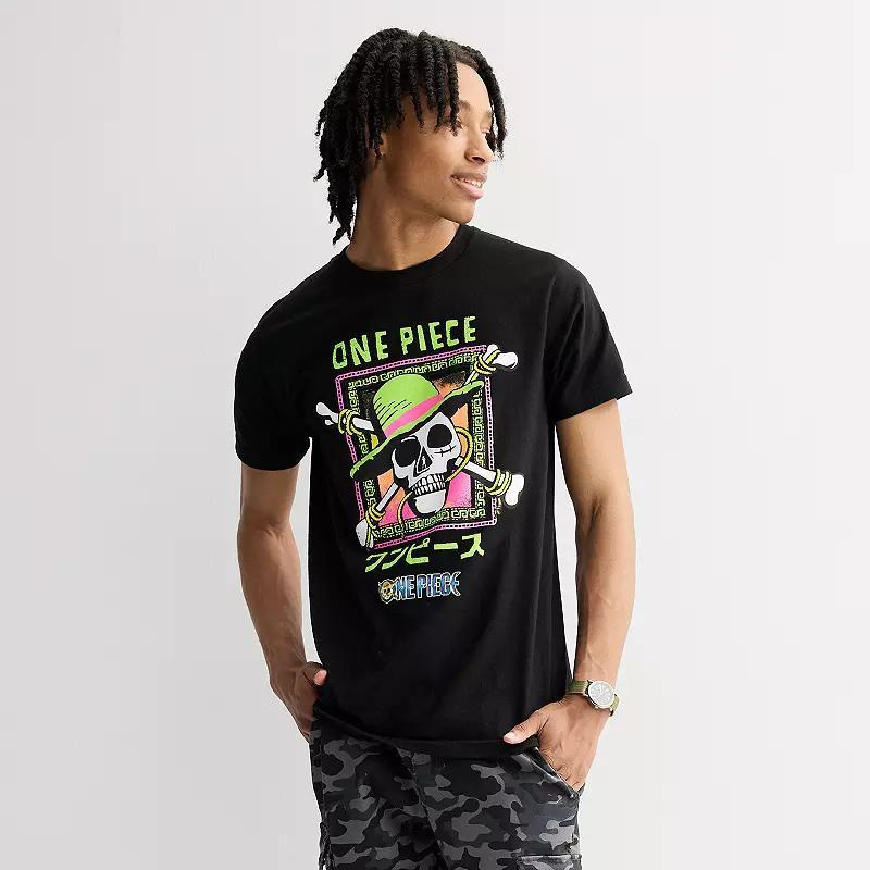 Men's One Piece Live Action Straw Short Sleeve Graphic Tee, Size: XXL, Black Product Image