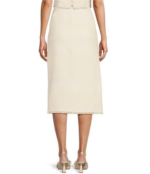 Murielle Tweed Midi Front Slit Frayed Edge Coordinating Pencil Skirt Product Image