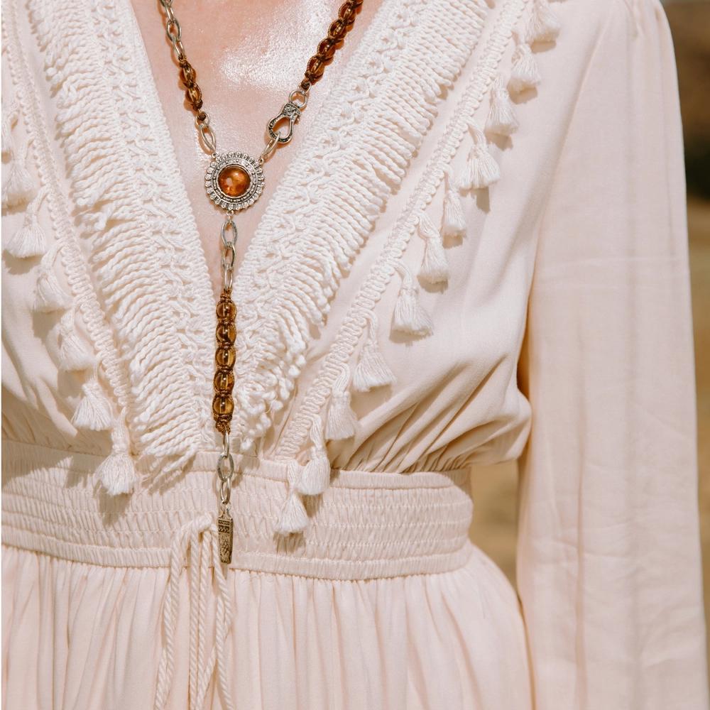 Women's Boho Chic Embroidered Lace Tassel Dress - Cupshe Product Image