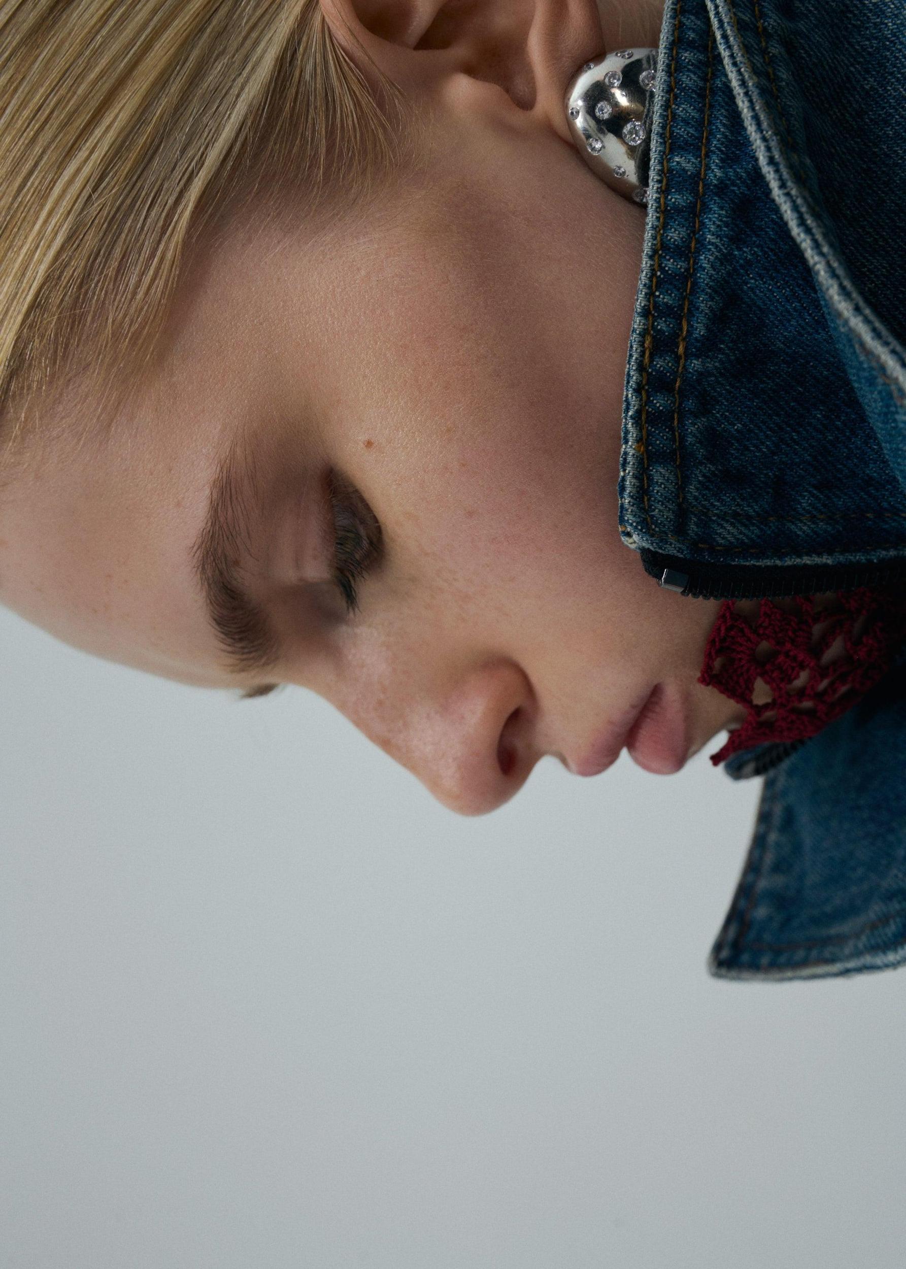 Cinched denim jacket in blue vintage Product Image