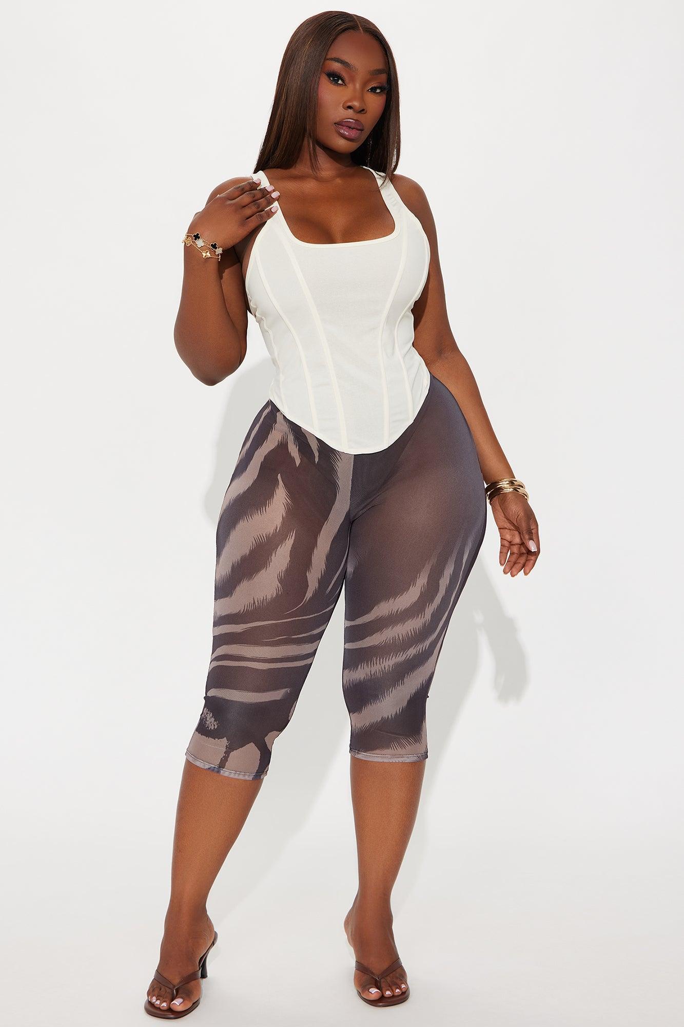 That's Too Hot Animal Print Mesh Capri Legging - Chocolate/Combo Product Image