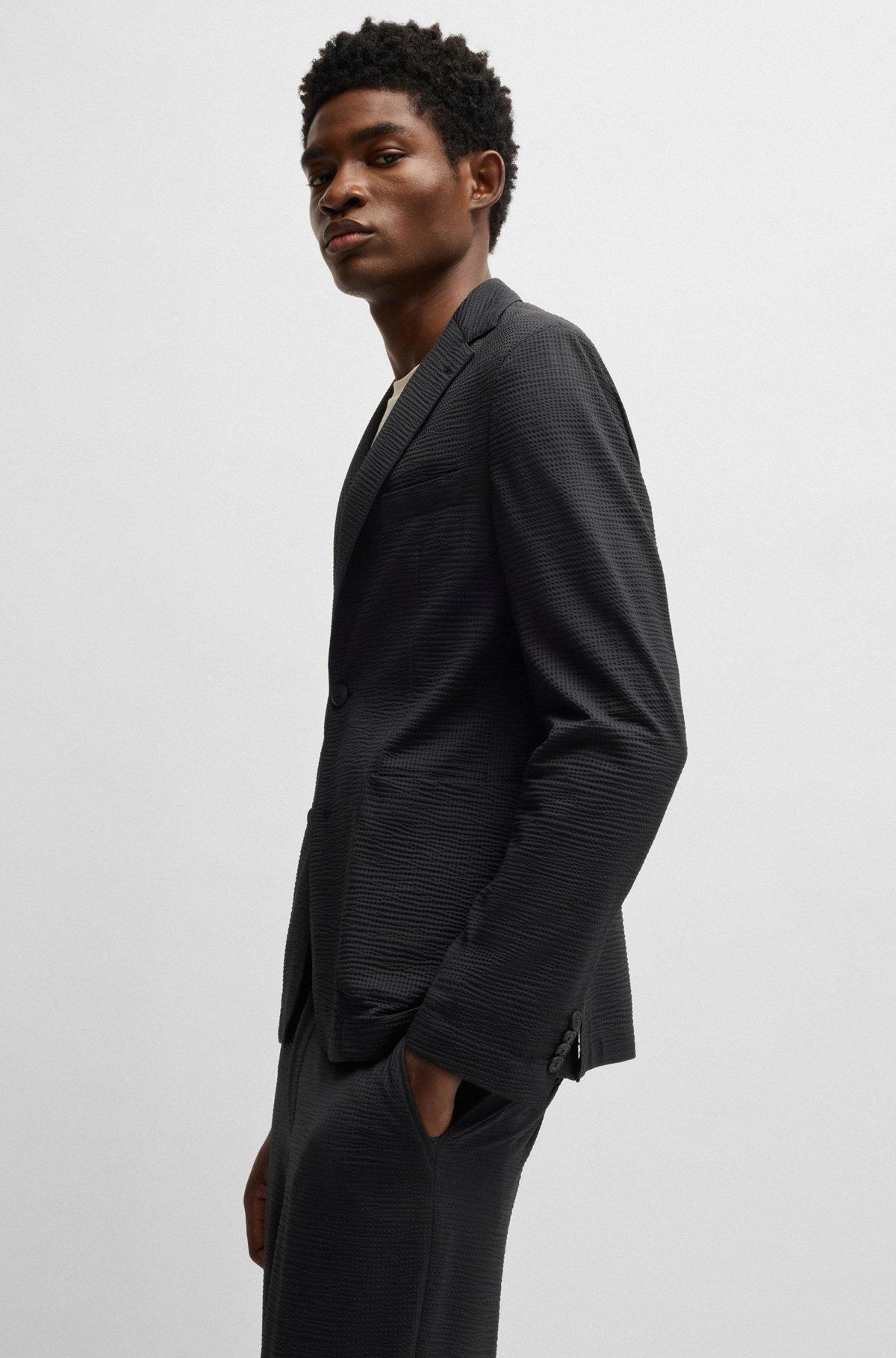 Slim-fit suit jacket in stretch seersucker Product Image