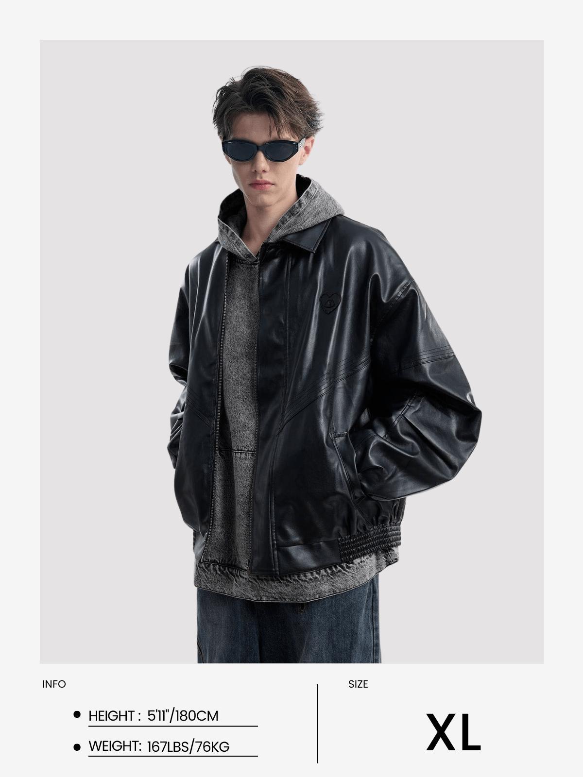 Aelfric Eden Zip Up Ruched Leather Jacket Product Image