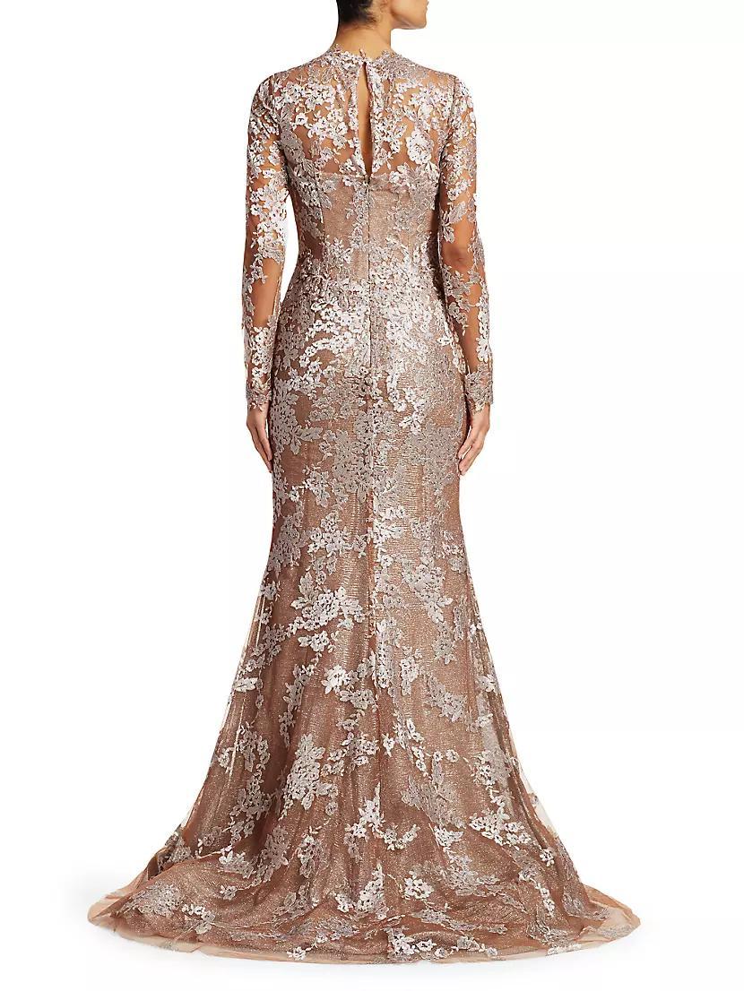 Floral-Embroidered Trumpet Gown Product Image