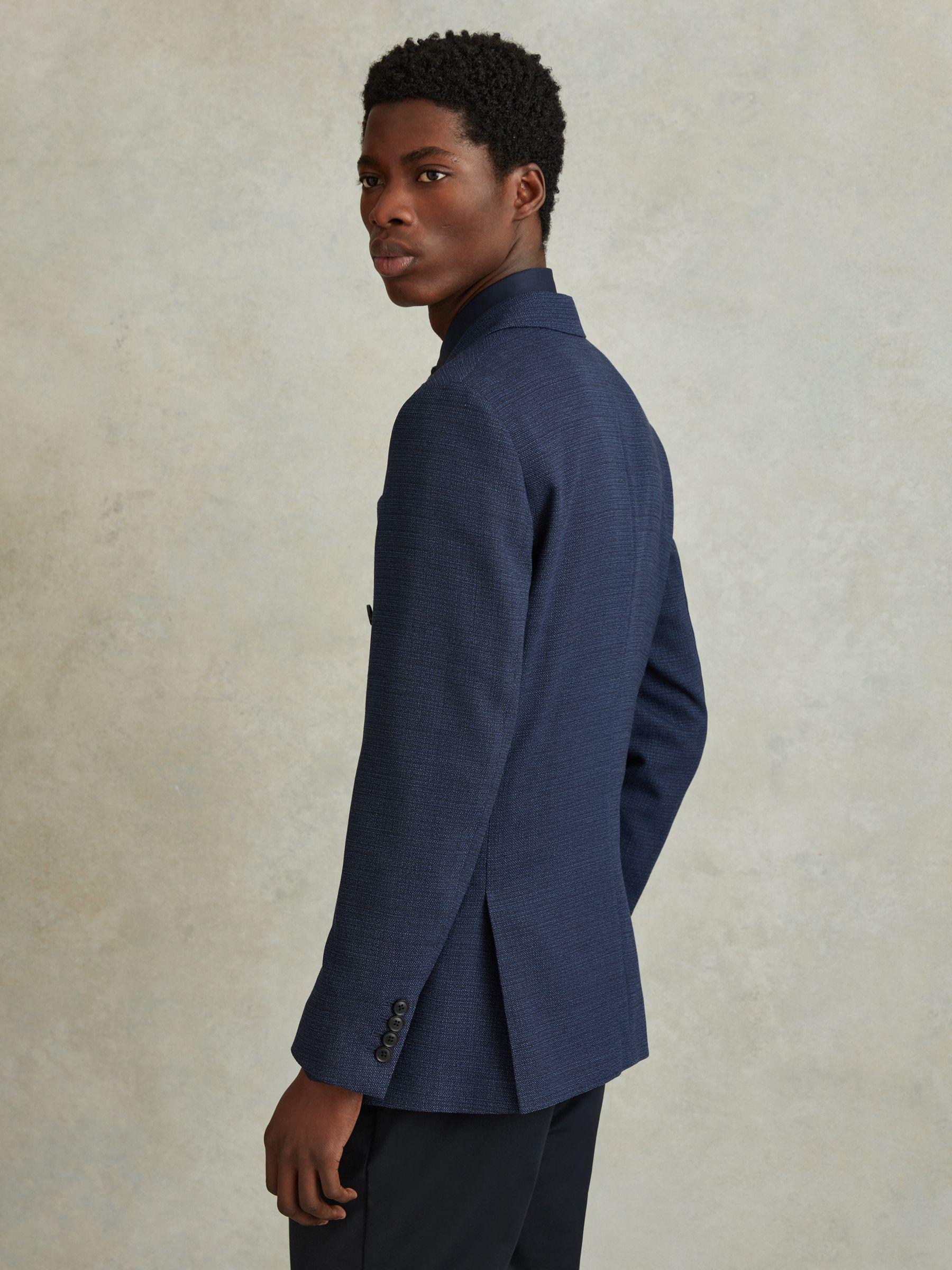 Wool Blend Double Breasted Blazer in Indigo Product Image