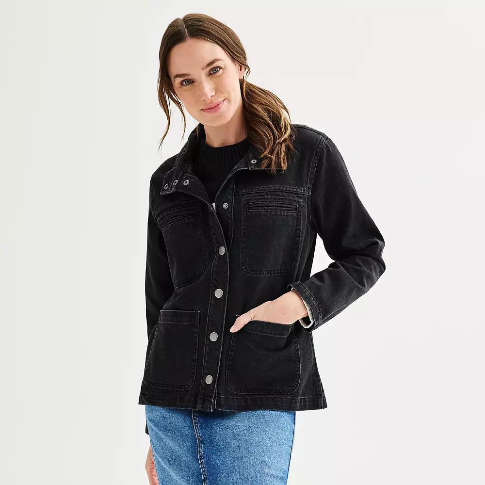 Women's Sonoma Goods For Life® Denim Barn Jacket, Size: Large, Washed Black Product Image