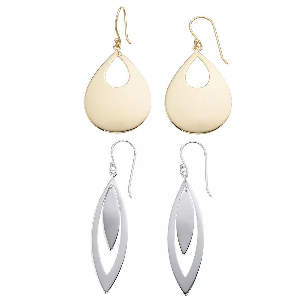 Vermeil Sterling Silver Drop Duo Earring Set, Women's Product Image