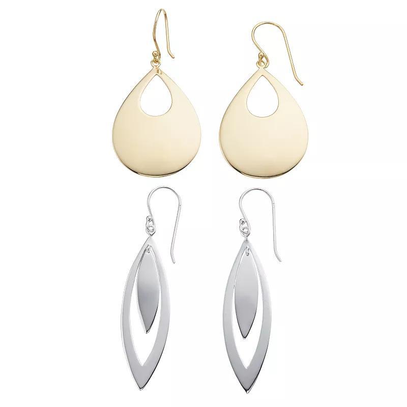Vermeil Sterling Silver Drop Duo Earring Set, Women's Product Image