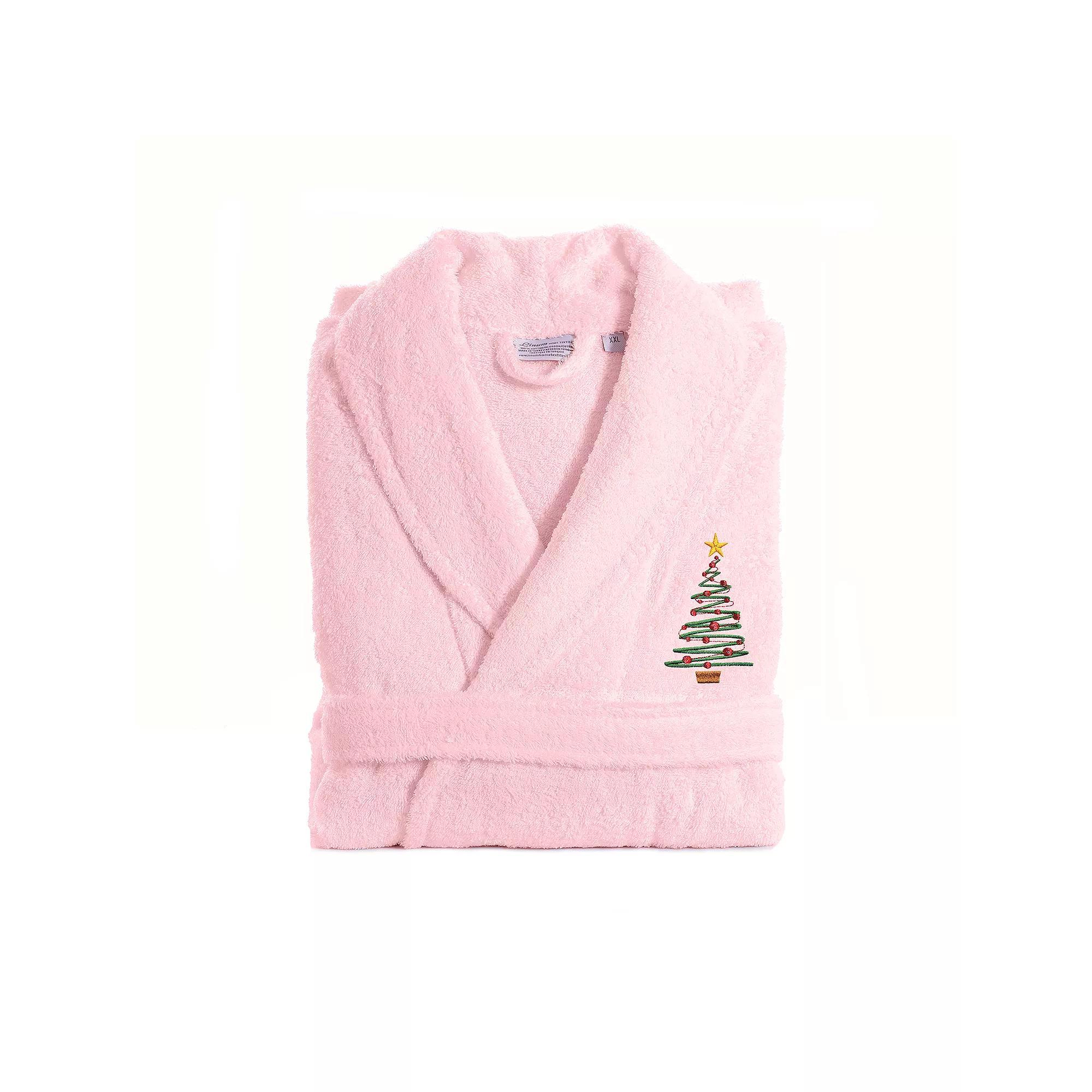 Linum Home Textiles Turkish Cotton Terry Embroidered Christmas Tree Bathrobe, Women's, Size: Small/Medium, White Product Image