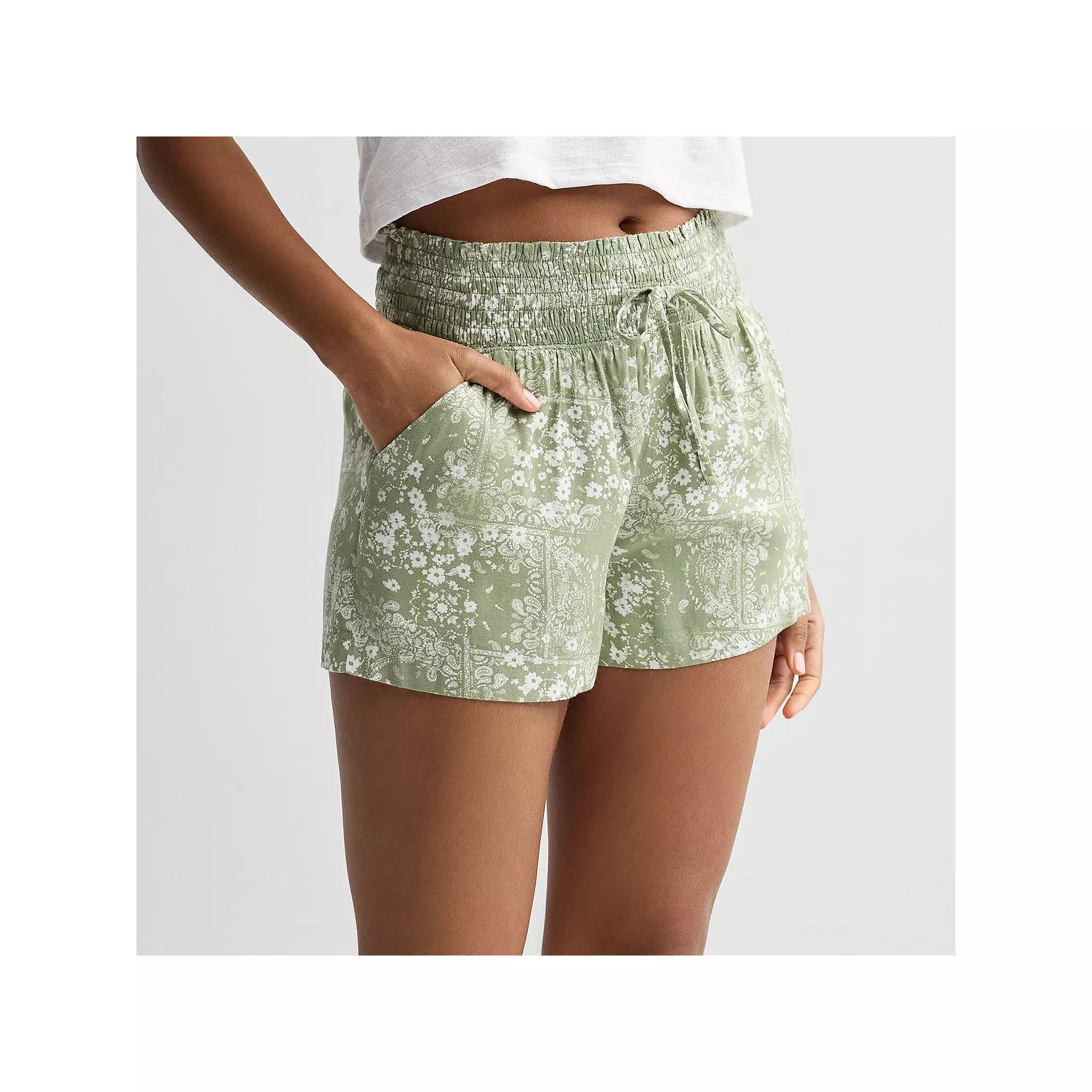 Juniors SO High Rise Smocked Waist Shorts, Womens Product Image