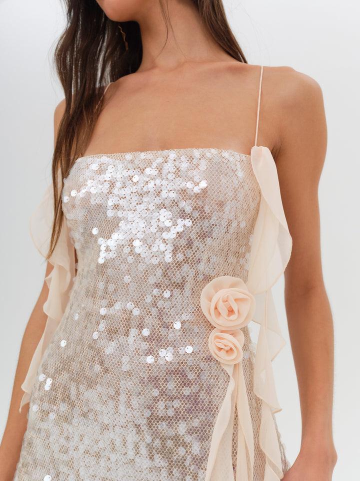 Sydney Sequin Mini Dress — Neutral Product Image