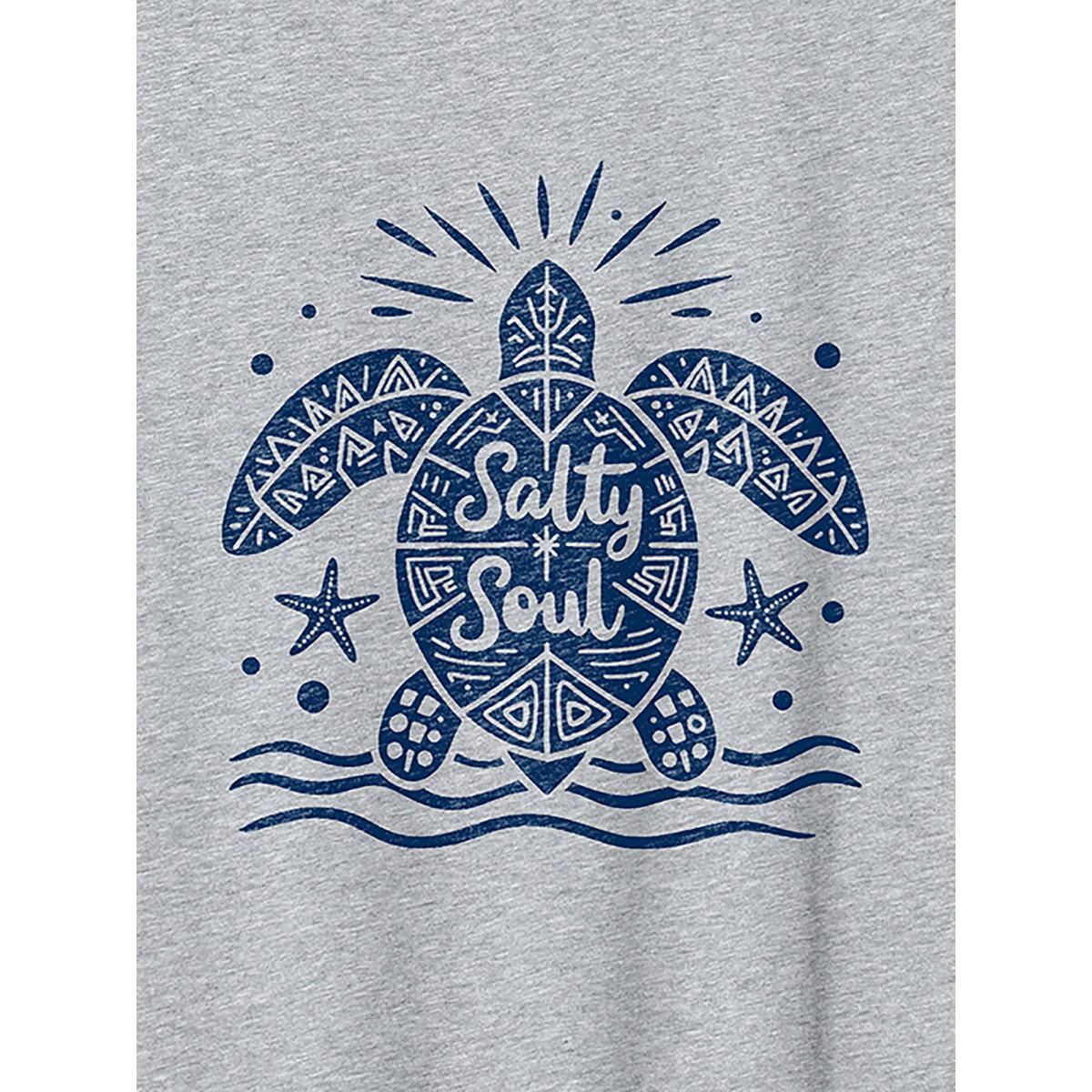 Plus Size Salty Soul Round Neck T-Shirt Mediumgray Women Non Marine Round Neck Everyday-Casual T-shirts BloomChic 12/L Product Image