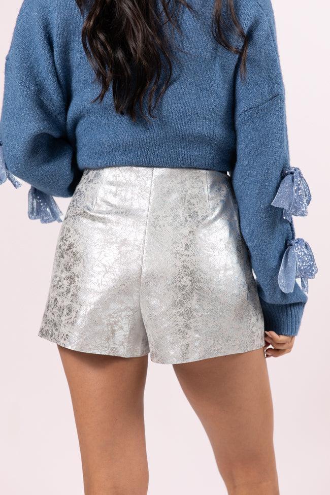 Wishful Wondering Silver Metallic Mini Skort FINAL SALE Product Image